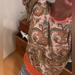 Umgee Paisley Top with Orange Accents